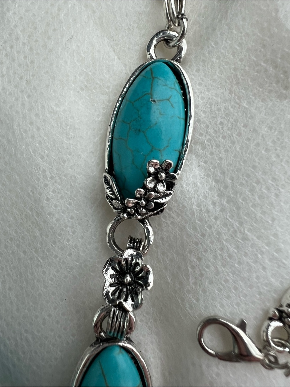 Turquoise Stone Silver-Tone Necklace, Bracelet & Earrings Set - Picture 11 of 11